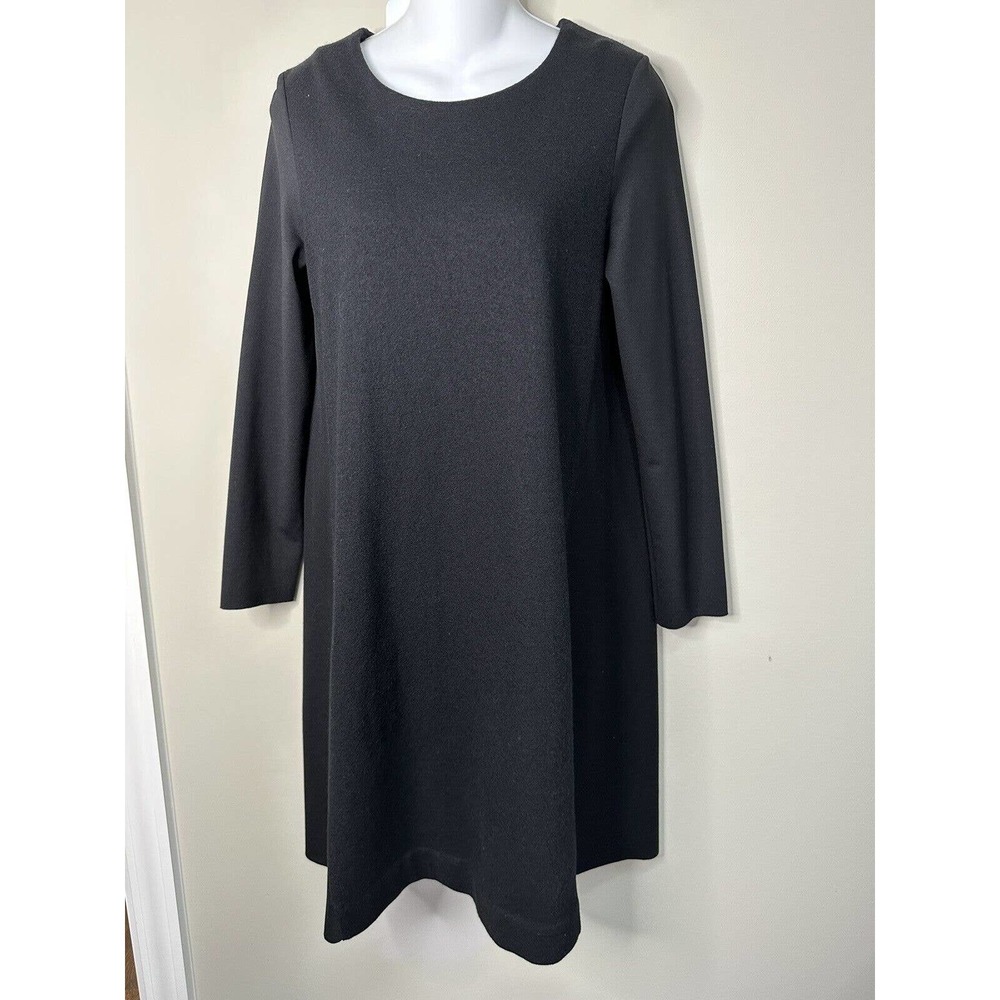 COS Stylish Modern Multi Fabric Wool Panel Long Sleeve Shift Dress~‎ US M